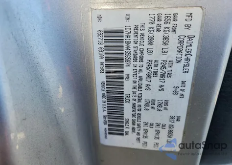 2004 Dodge Ram 1500 St из США, поврежденный, VIN 1D7HA18N44S565874